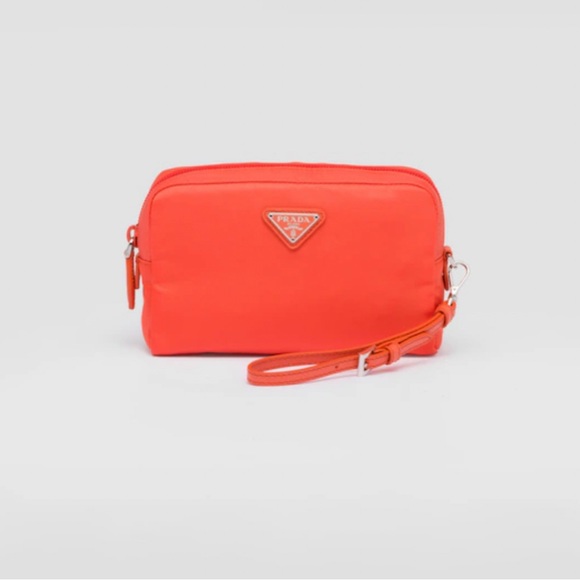 PRADA Re-Nylon Necessaire 1NE021 Papaya+Caramel Toiletry Bag NEW w/ Tags 2020 - Picture 2 of 11
